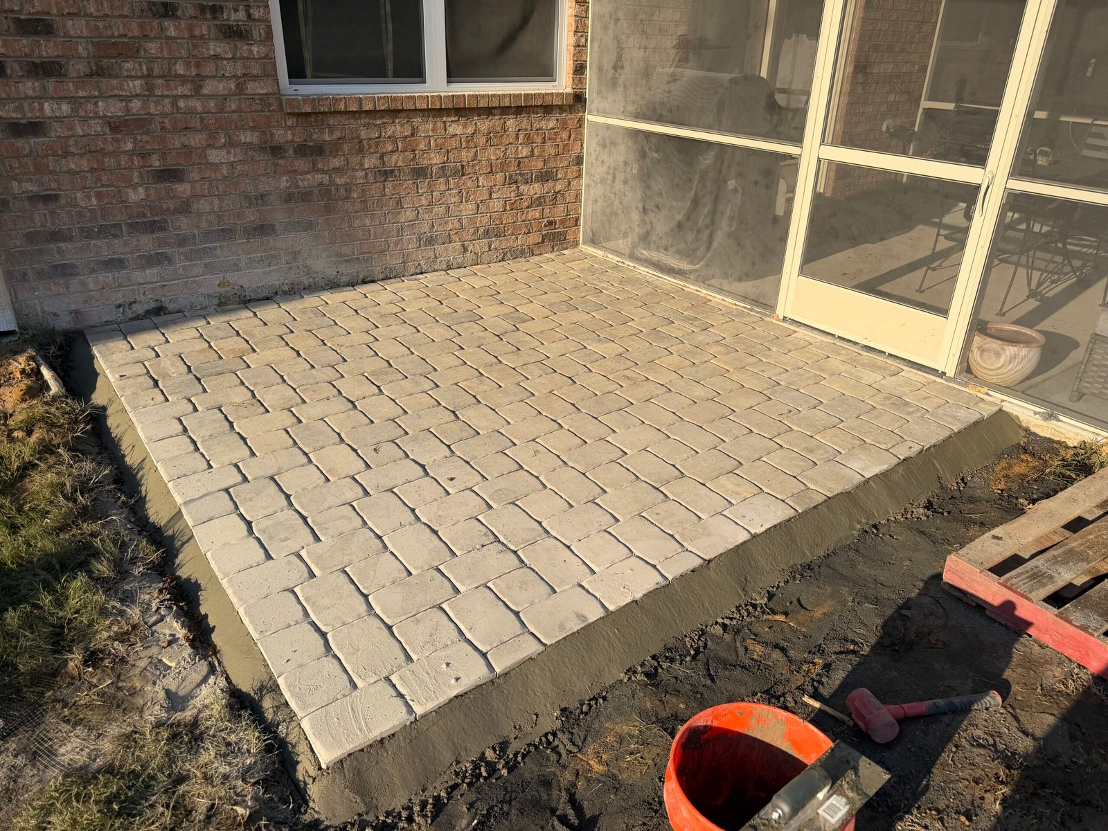 Completed backyard paver patio in Mint Hill, NC